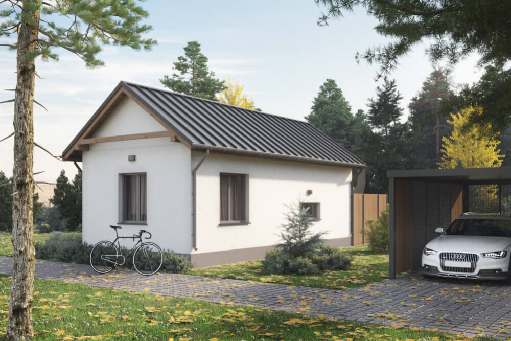 Gotowy dom modułowy – nowoczesna bryła z dachem dwuspadowym Gotowy dom modułowy – nowoczesna bryła z dachem dwuspadowym
