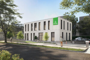 nowoczesny budynek biurowy modułowy z dużą powierzchnią użytkową i układem modułów